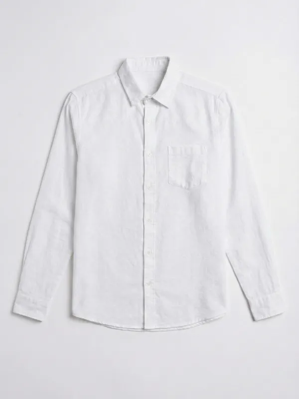 Highlander Men White Self Design Slim Fit Casual Shirt