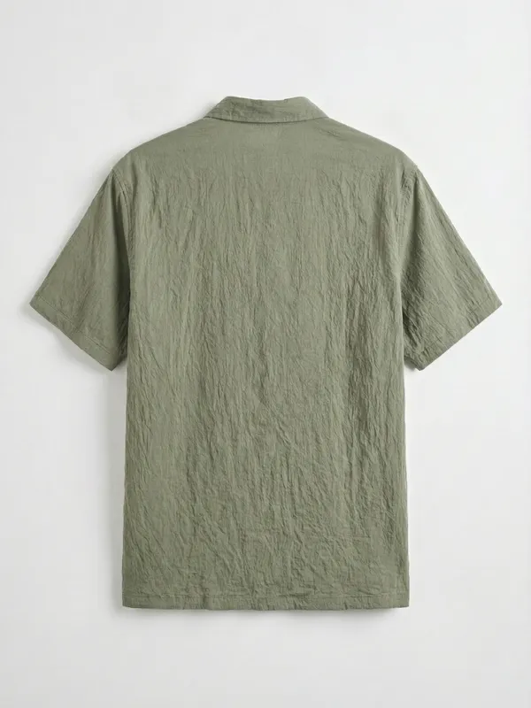 Highlander Men Green Self Design Relaxed Fit Casual Shirt