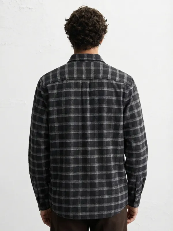 Highlander Men Black Checked Slim Fit Casual Shirt