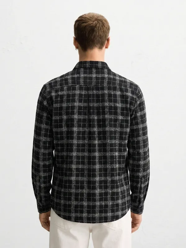 Highlander Men Black Checked Relaxed Fit Casual Shirt