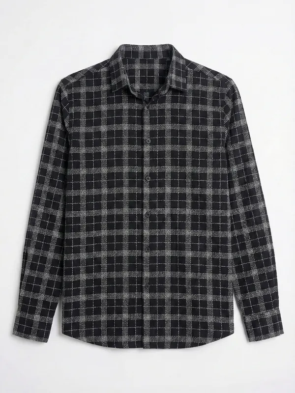Highlander Men Black Checked Relaxed Fit Casual Shirt