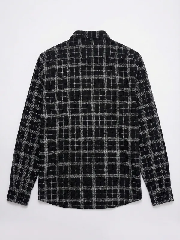 Highlander Men Black Checked Relaxed Fit Casual Shirt