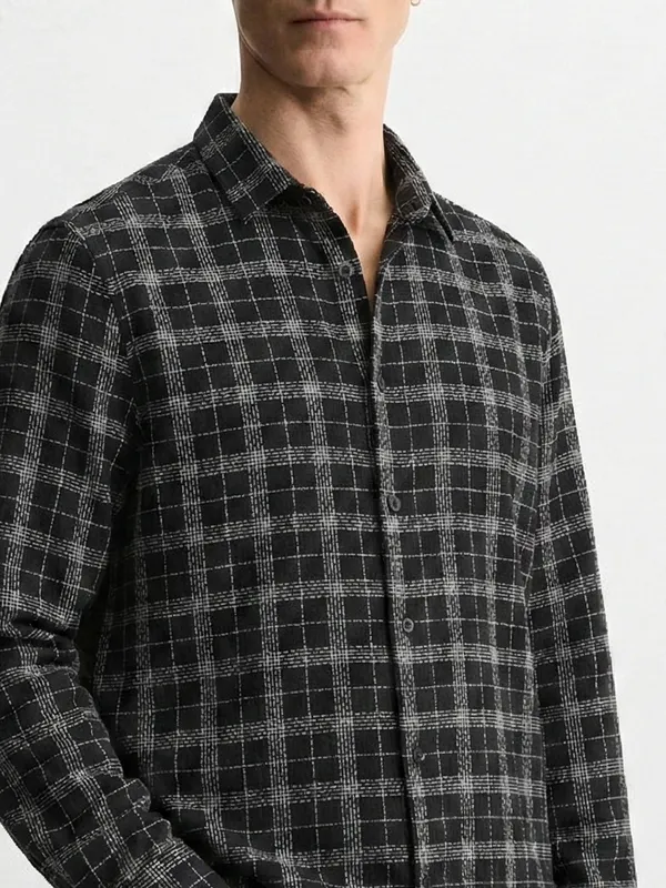 Highlander Men Black Checked Relaxed Fit Casual Shirt