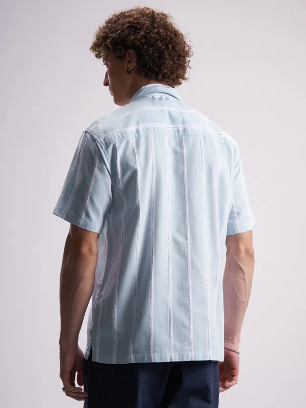 Highlander Men Blue Striped Relaxed Fit Casual Shirt