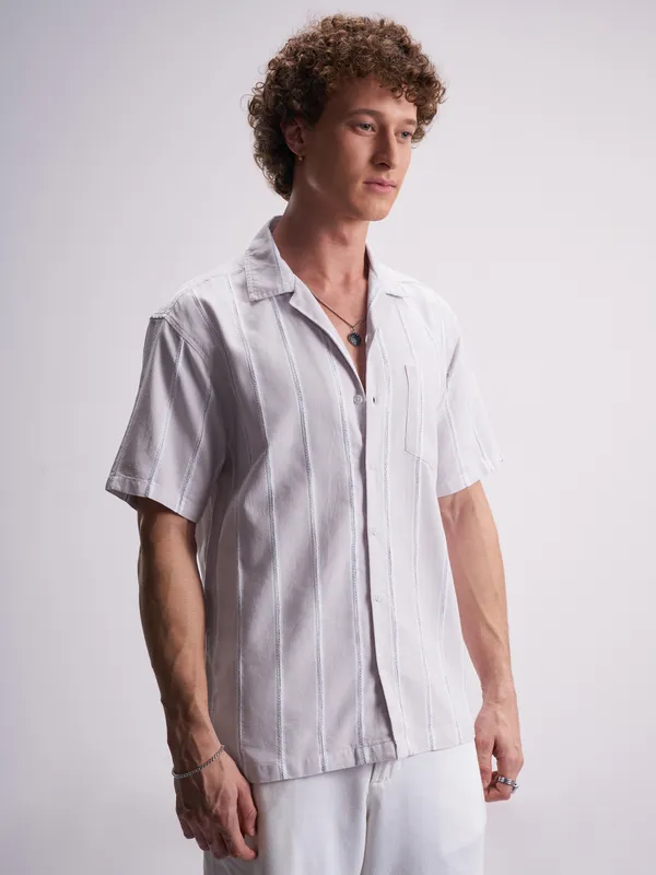 Highlander Men Pink Striped Relaxed Fit Casual Shirt