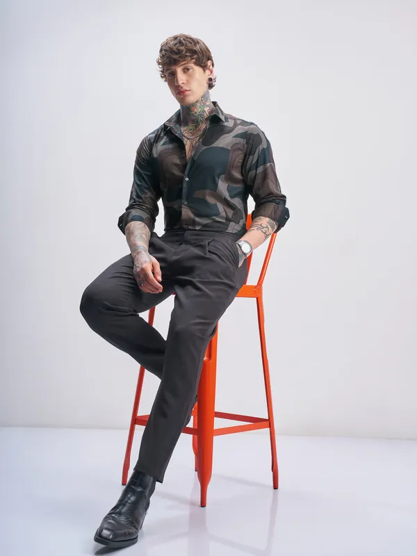 Highlander Men Multi Printed Slim Fit Casual Shirt