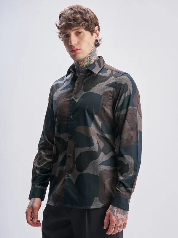 Highlander Men Multi Printed Slim Fit Casual Shirt