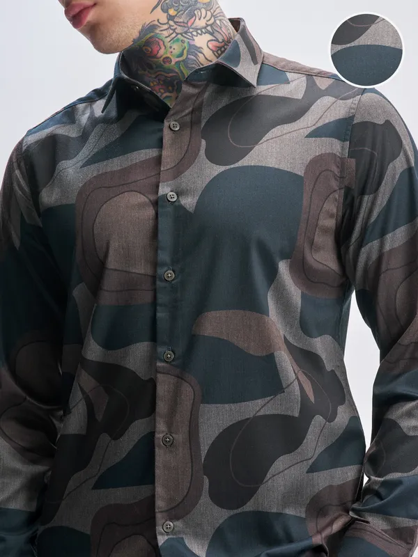 Highlander Men Multi Printed Slim Fit Casual Shirt