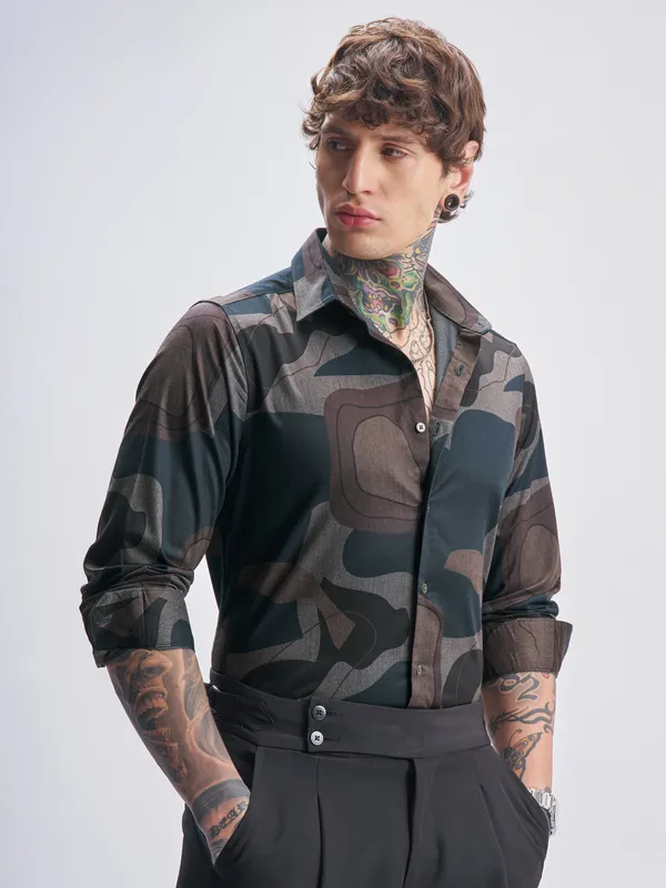 Highlander Men Multi Printed Slim Fit Casual Shirt
