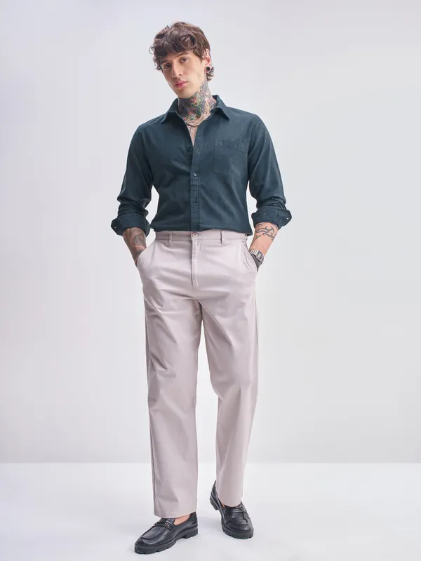 Highlander Men Blue Self Design Slim Fit Casual Shirt