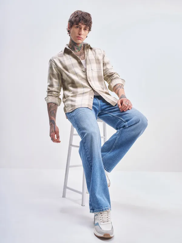 Highlander Men Brown Checked Relaxed Fit Casual Shirt