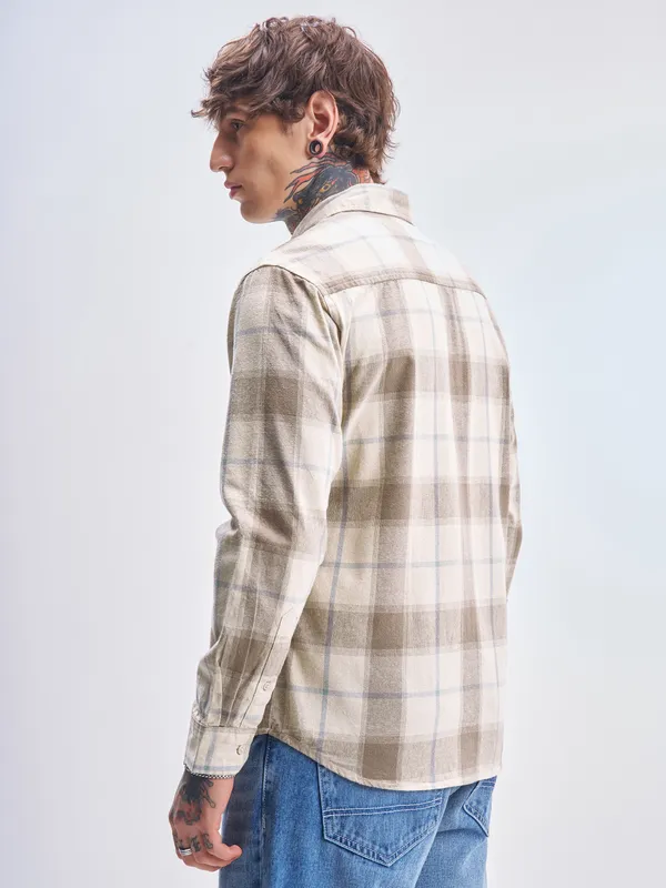 Highlander Men Brown Checked Relaxed Fit Casual Shirt