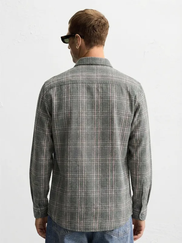 Highlander Men Blue Checked Slim Fit Casual Shirt