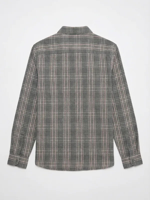 Highlander Men Blue Checked Slim Fit Casual Shirt