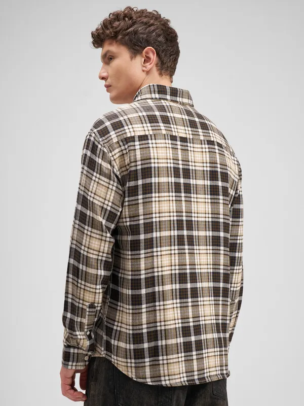 Highlander Men Brown Checked Relaxed Fit Casual Shirt