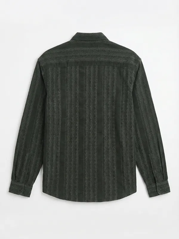 Highlander Men Green Self Design Relaxed Fit Casual Shirt