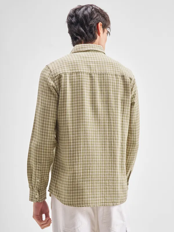 Highlander Men Yellow Checked Regular Fit Casual Shirt