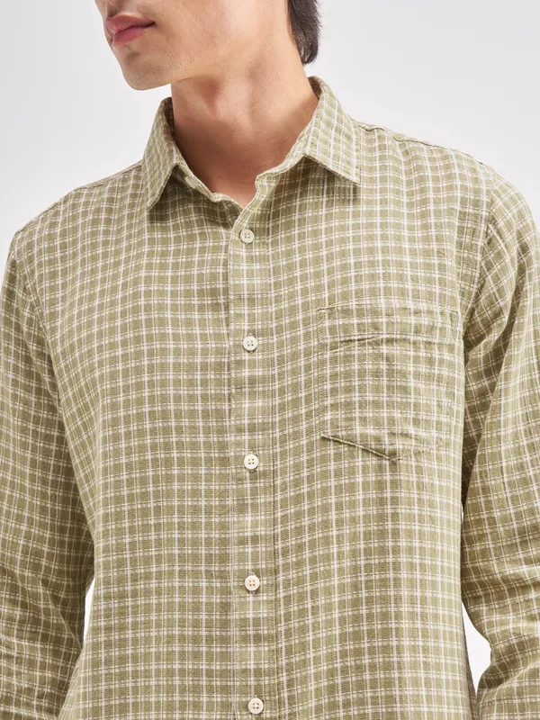 Highlander Men Yellow Checked Regular Fit Casual Shirt