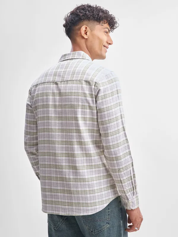 Highlander Men Green Checked Slim Fit Casual Shirt