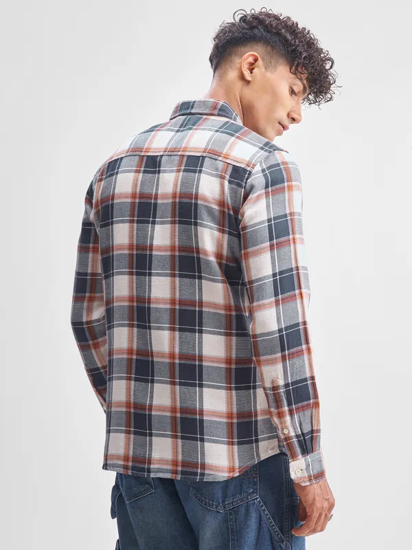 Highlander Men Blue Checked Slim Fit Casual Shirt