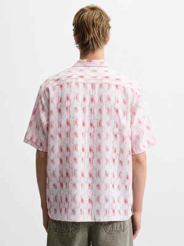 Highlander Men Off White Printed Relaxed Fit Casual Shirt