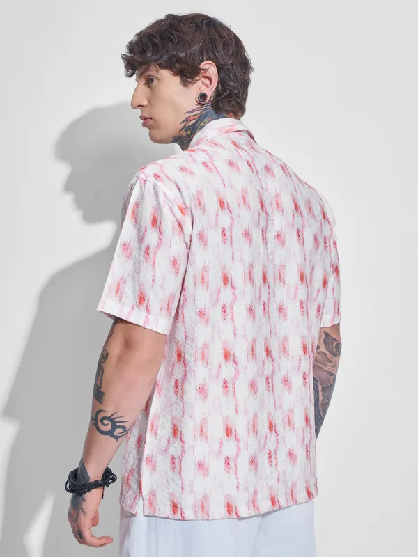 Highlander Men Off White Printed Relaxed Fit Casual Shirt