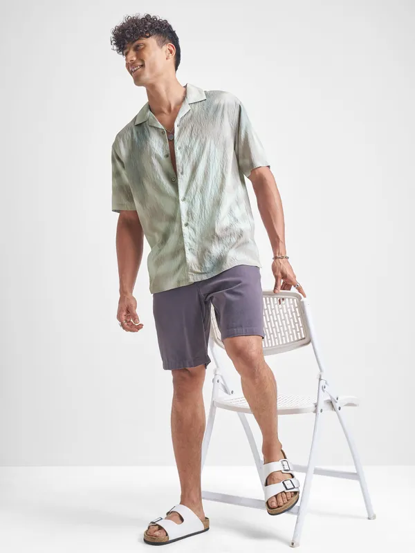 Highlander Men Green Printed Relaxed Fit Casual Shirt