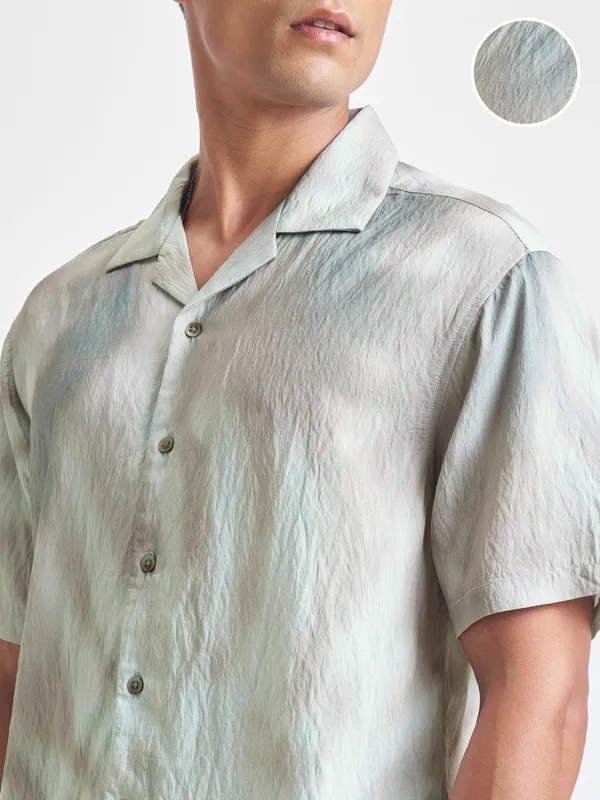 Highlander Men Green Printed Relaxed Fit Casual Shirt