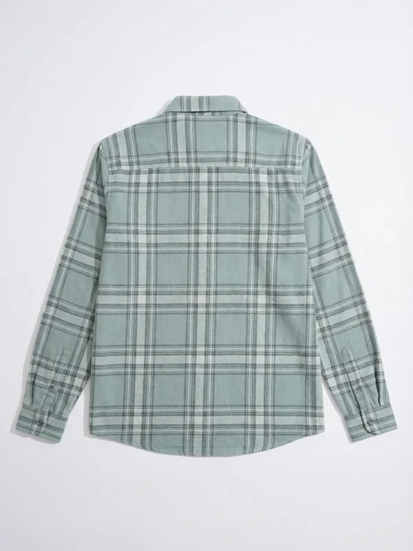 Highlander Men Green Checked Slim Fit Casual Shirt