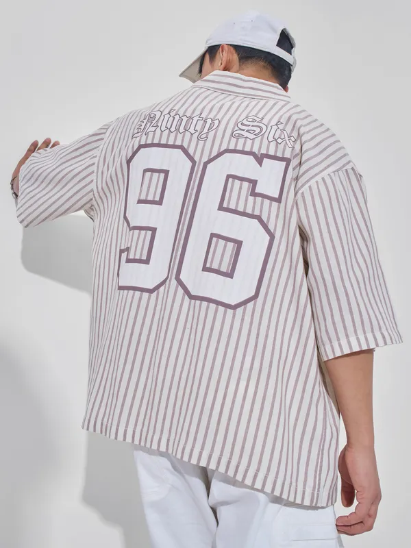 Highlander Men Cream Printed Boxy Fit Casual Shirt