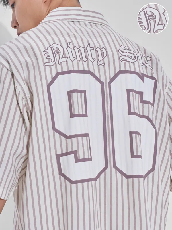 Highlander Men Cream Printed Boxy Fit Casual Shirt