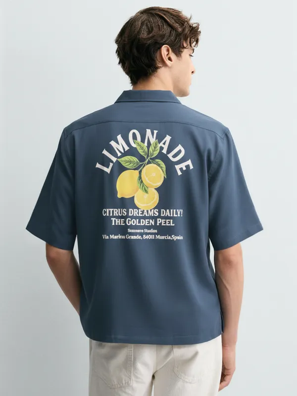 Highlander Men Blue Printed Boxy Fit Casual Shirt