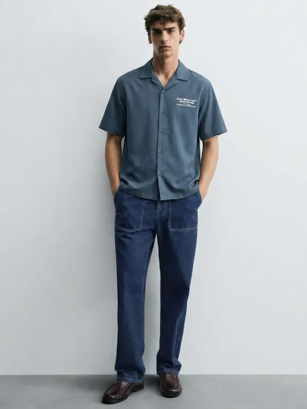 Highlander Men Blue Printed Boxy Fit Casual Shirt