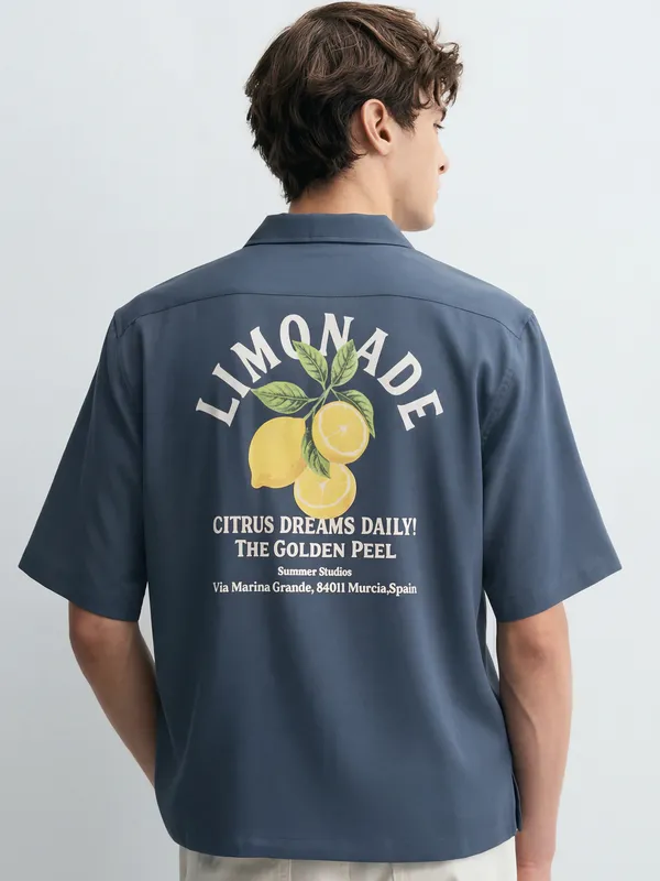 Highlander Men Blue Printed Boxy Fit Casual Shirt