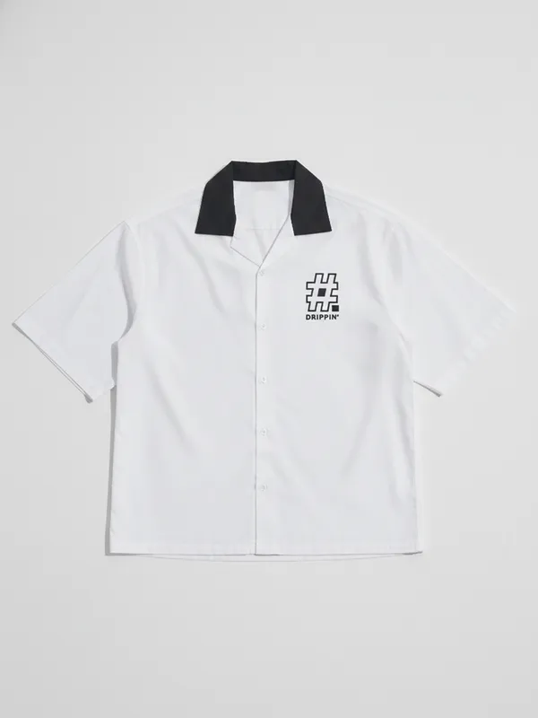 Highlander Men White Printed Boxy Fit Casual Shirt