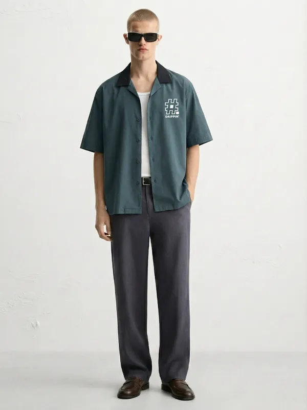 Highlander Men Blue Printed Boxy Fit Casual Shirt