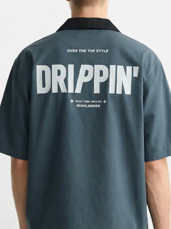 Highlander Men Blue Printed Boxy Fit Casual Shirt