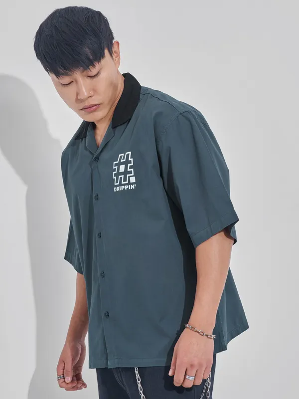 Highlander Men Blue Printed Boxy Fit Casual Shirt