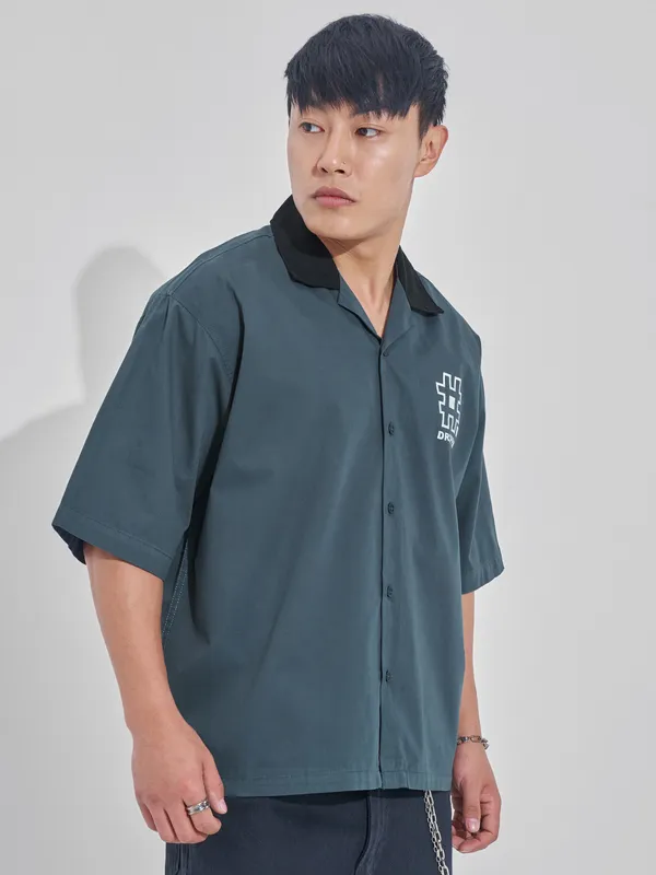 Highlander Men Blue Printed Boxy Fit Casual Shirt