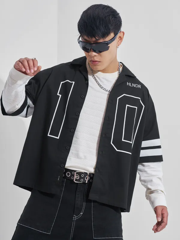 Highlander Men Black Printed Boxy Fit Casual Shirt