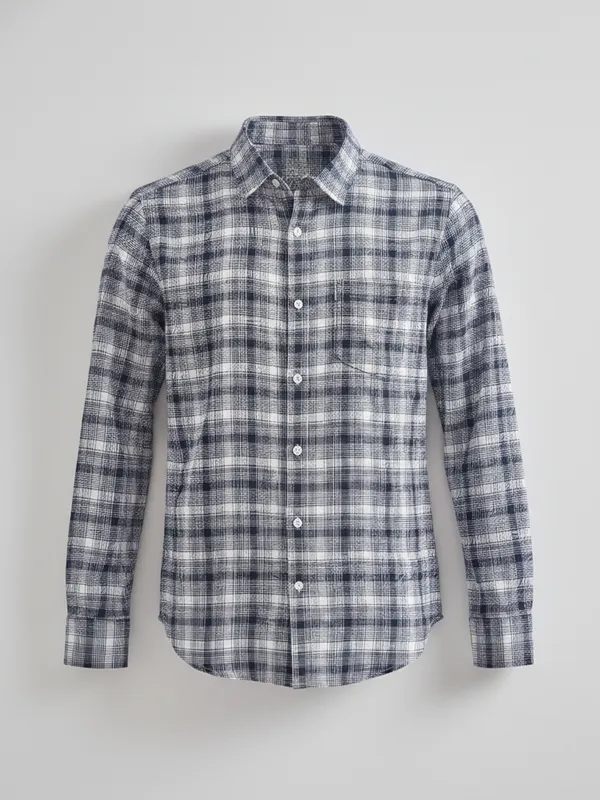 Highlander Men White Checked Slim Fit Casual Shirt