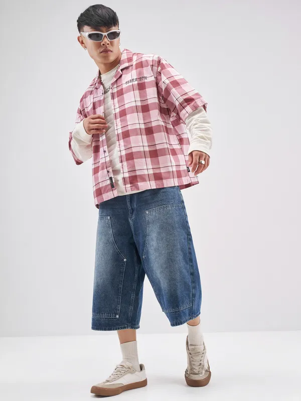 Highlander Men Pink Checked Boxy Fit Casual Shirt