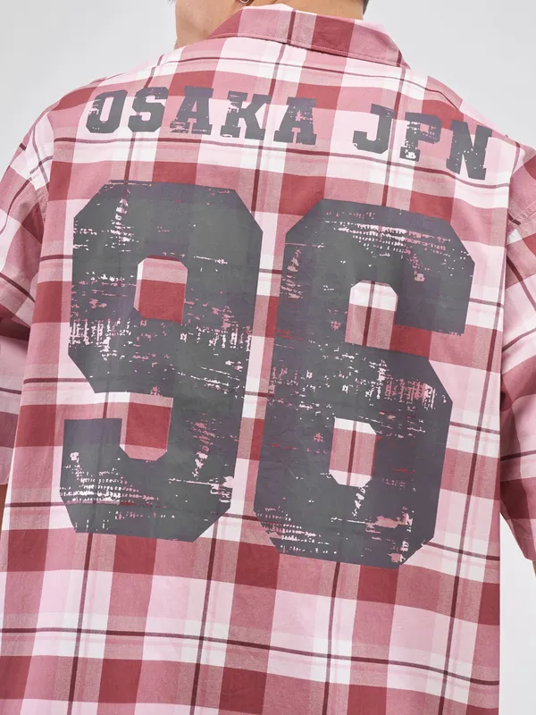 Highlander Men Pink Checked Boxy Fit Casual Shirt