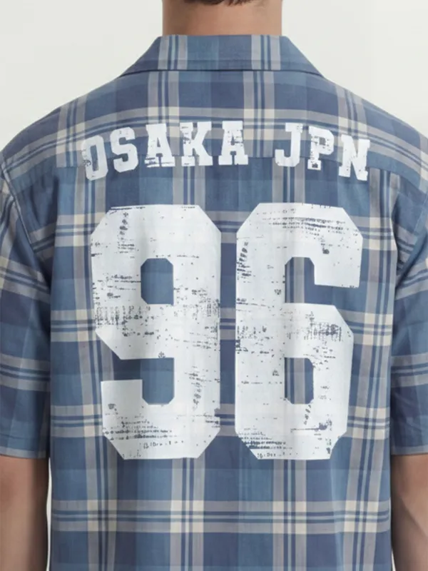 Highlander Men Blue Checked Boxy Fit Casual Shirt