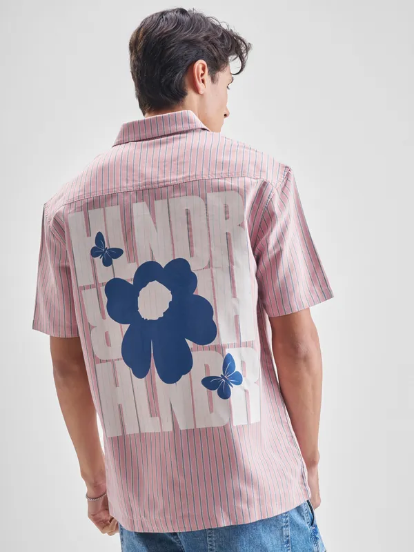 Highlander Men Pink Striped Relaxed Fit Casual Shirt