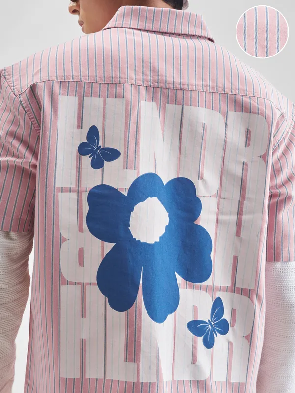 Highlander Men Pink Striped Relaxed Fit Casual Shirt