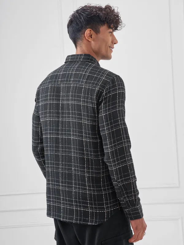 Highlander Men Black Checked Relaxed Fit Casual Shirt
