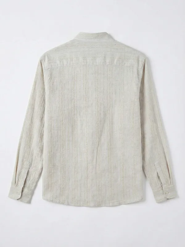 Highlander Men Grey Self Design Oversized Fit Casual Shirt