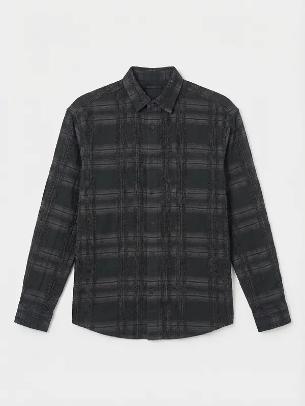 Highlander Men Black Checked Relaxed Fit Casual Shirt