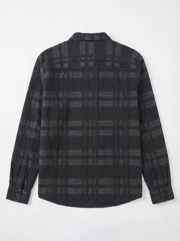 Highlander Men Black Checked Relaxed Fit Casual Shirt